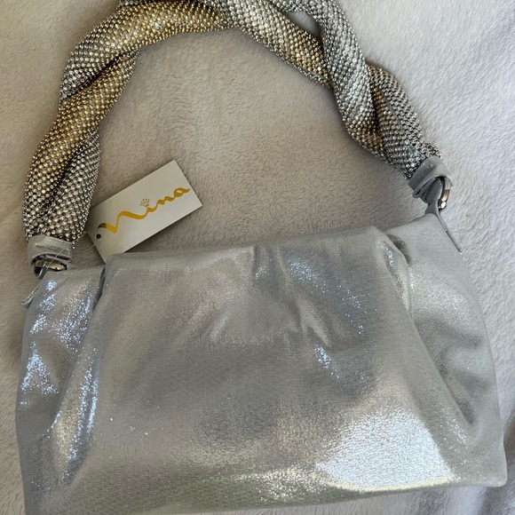 Nina Becca-B Shoulder Bag in Silver NWT - Picture 4 of 15